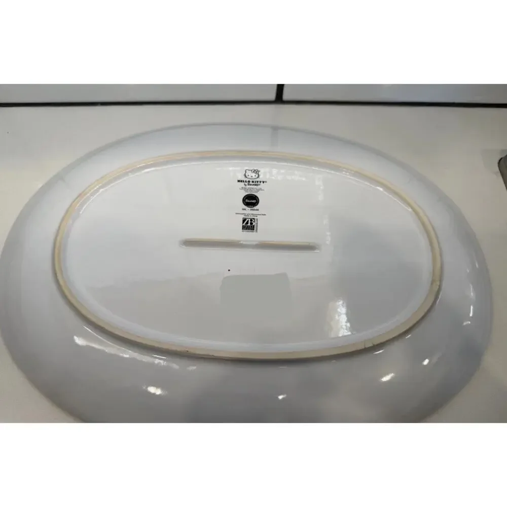 Hello Kitty Halloween Pumpkin Bat Platter Plate Ceramic NEW Hand Painted White‎